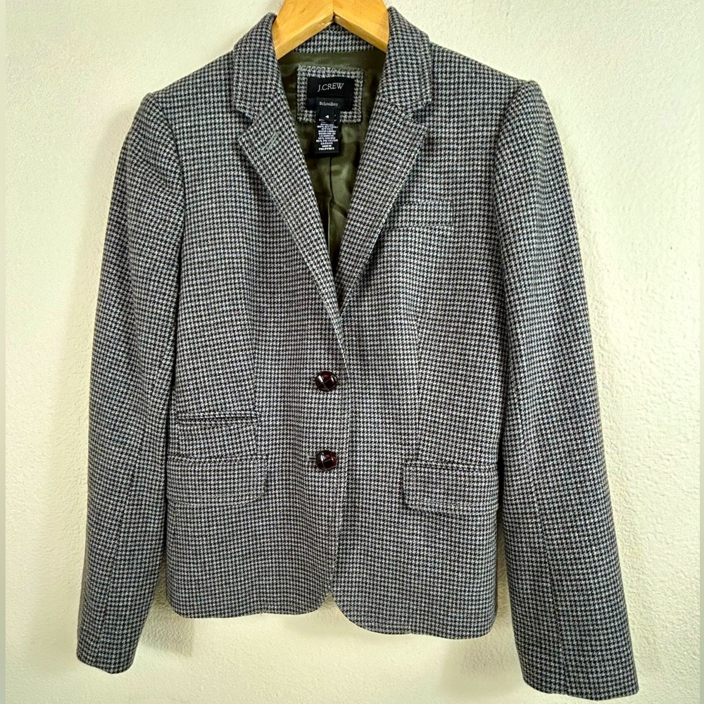 J. Crew Schoolboy Blazer in Houndstooth, Size 4